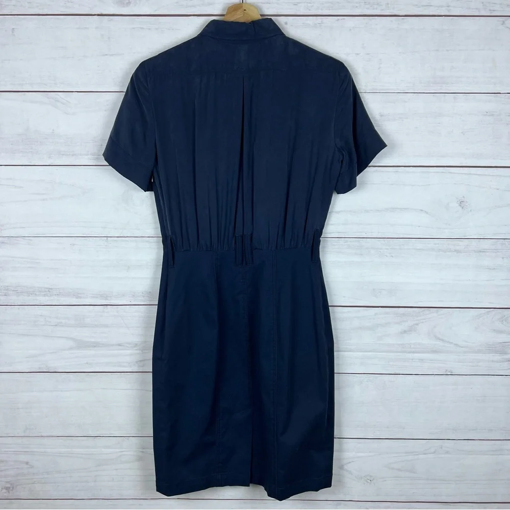 Burberry Brit Shirt Dress Dark Blue Short Sleeve Cotton Size Small - Picture 2 of 7
